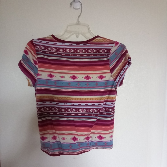 Aztec colors and print Blues, burgundy, creams, gold top s/m to waste front knot - Picture 2 of 3